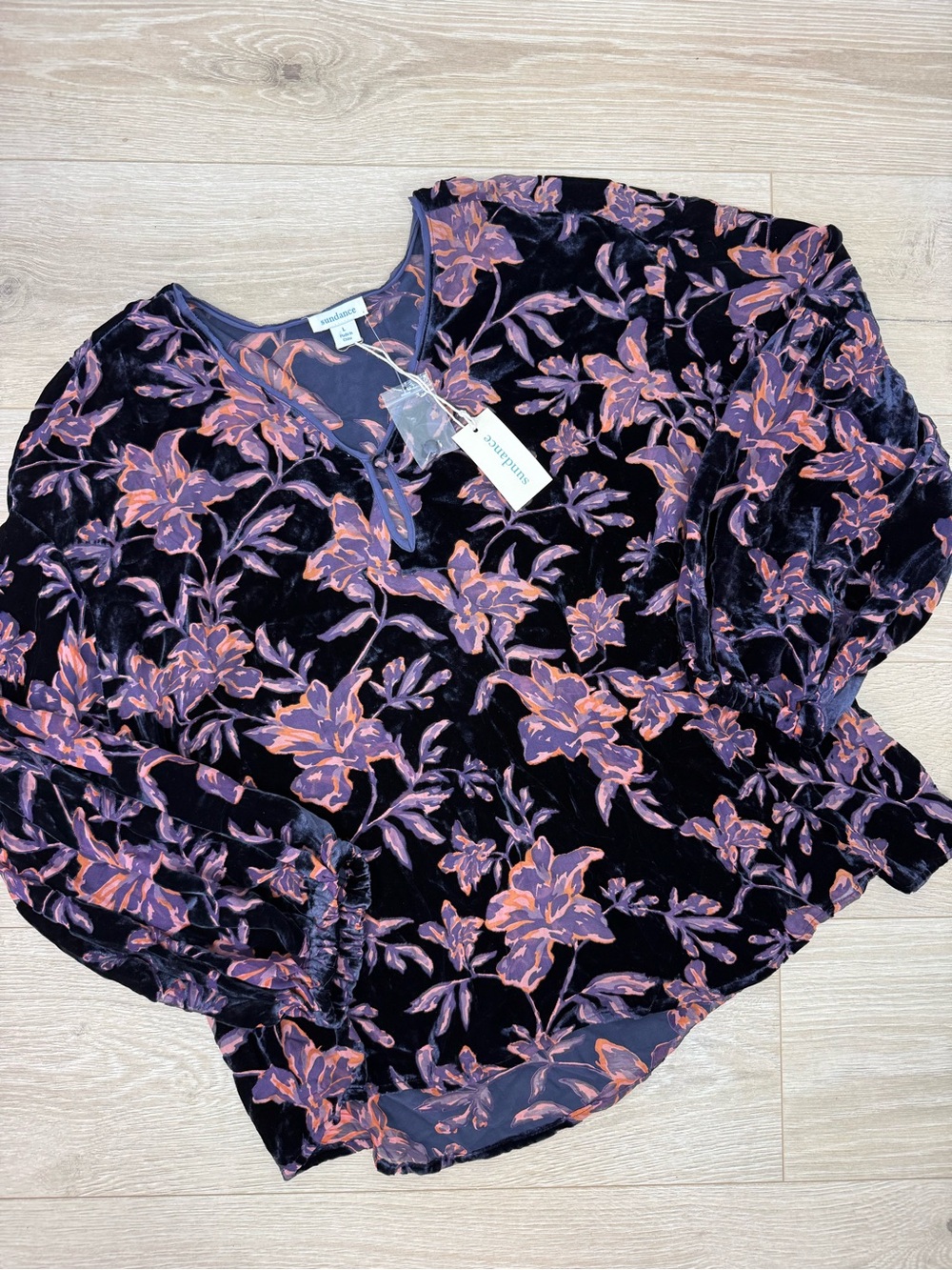 NEW Sundance Catalog Velvet Burnout Silk Blend Top